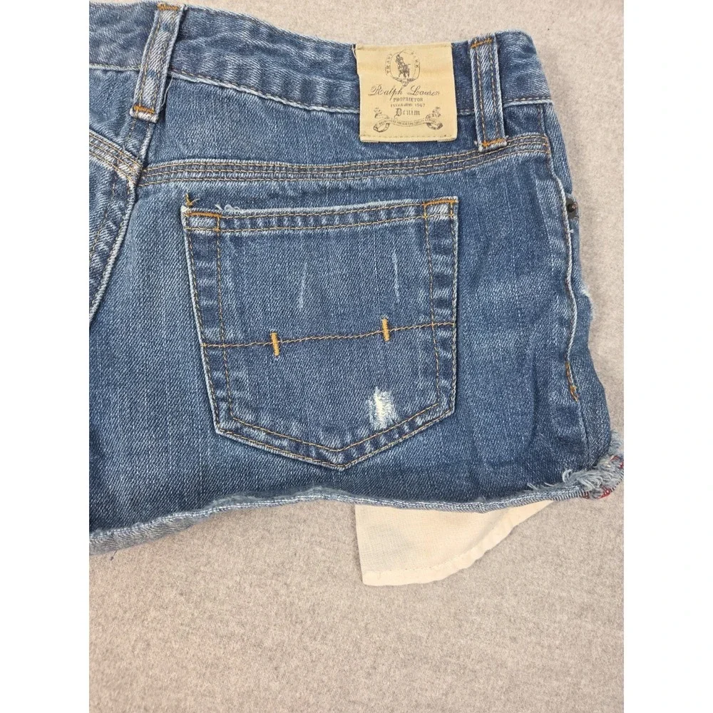 Ralph Lauren Junior Girls 12 Distressed Denim Shorts Cut Offs Medium Wash Boho